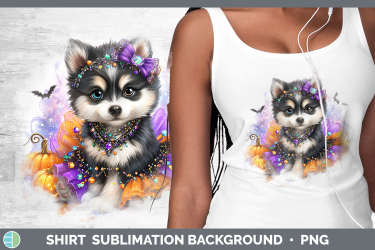 Dogs 02 Halloween Husky Shirt Sublimation Background Designs
