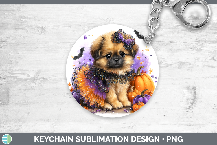 Dogs 02 Halloween Pekingese Keychain Sublimation Keyring Des