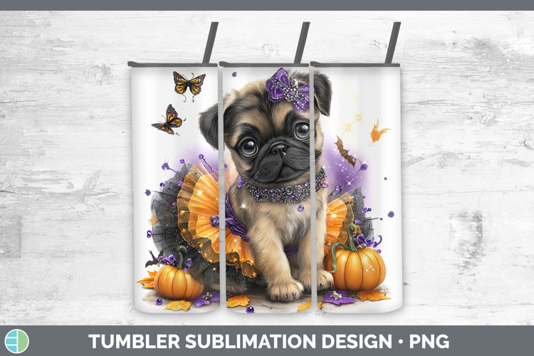 Dogs 02 Halloween Pug Tumbler Sublimation 20 oz Skinny Tumbl