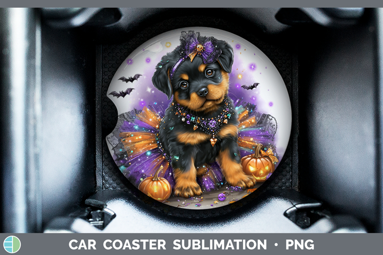 Dogs 02 Halloween Rottweiler Car Coaster Sublimation Design