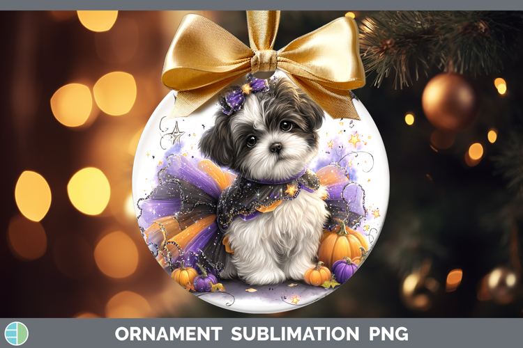 Dogs 02 Halloween Shih Tzu Ornament Sublimation Bauble Desig