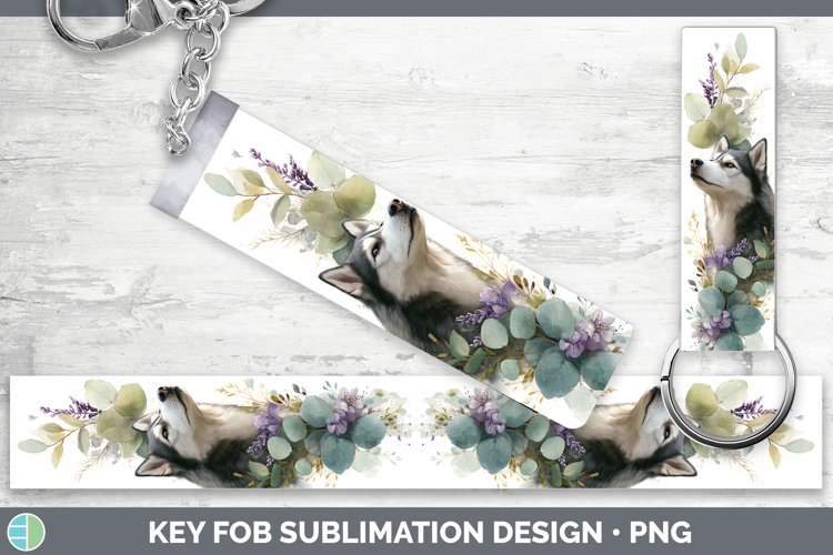 Alaskan Malamute Dogs 02 Lavender and Eucalyptus Key Fob Sub