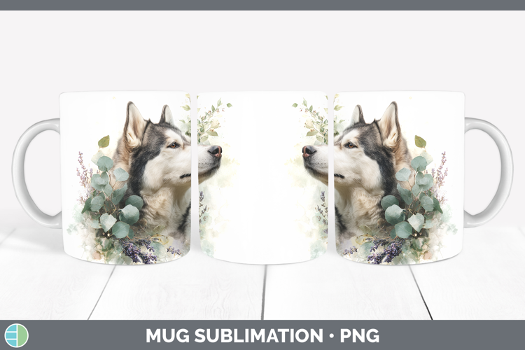 Alaskan Malamute Dogs 02 Lavender and Eucalyptus Mug Wrap Su