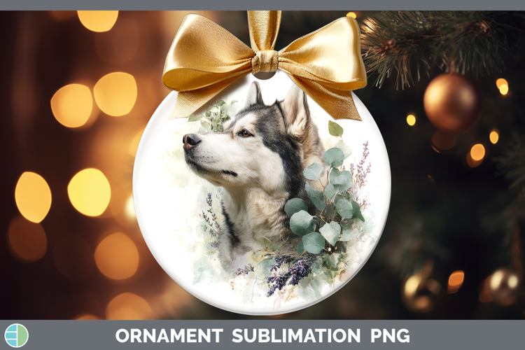 Alaskan Malamute Dogs 02 Lavender and Eucalyptus Ornament Su