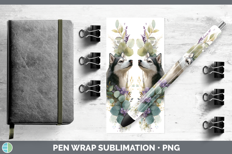 Alaskan Malamute Dogs 02 Lavender and Eucalyptus Pen Wrap Su
