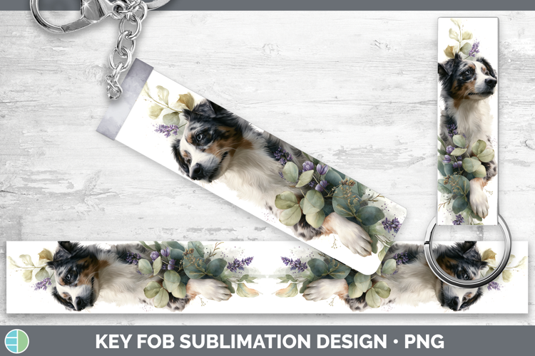 Australian Shepherd Dogs 02 Lavender and Eucalyptus Key Fob