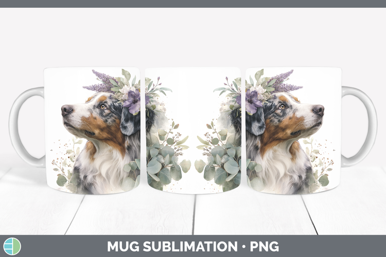 Australian Shepherd Dogs 02 Lavender and Eucalyptus Mug Wrap