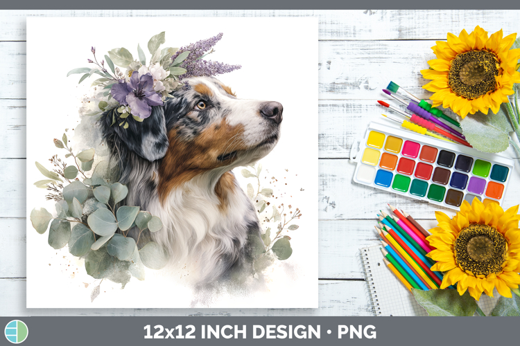 Australian Shepherd Dogs 02 Lavender and Eucalyptus Paper Ba