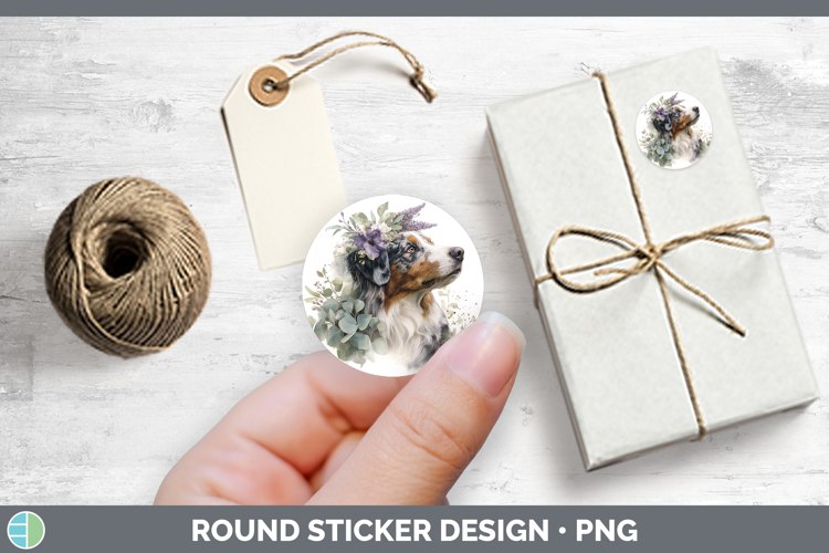 Australian Shepherd Dogs 02 Lavender and Eucalyptus Stickers