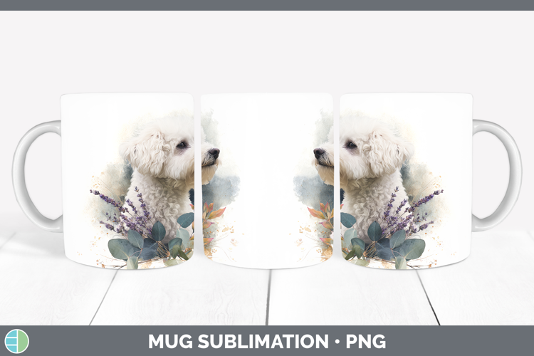 Bichon Frise Dogs 02 Lavender and Eucalyptus Mug Wrap Sublim