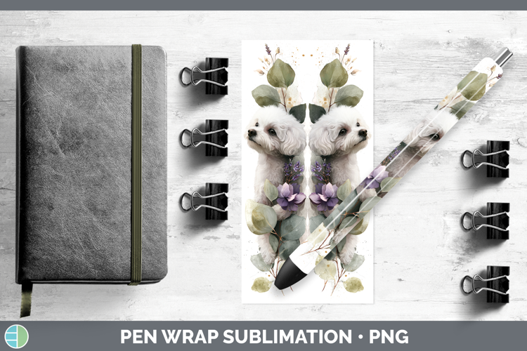Bichon Frise Dogs 02 Lavender and Eucalyptus Pen Wrap Sublim