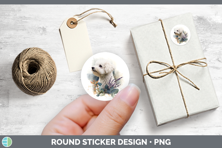 Bichon Frise Dogs 02 Lavender and Eucalyptus Stickers Design