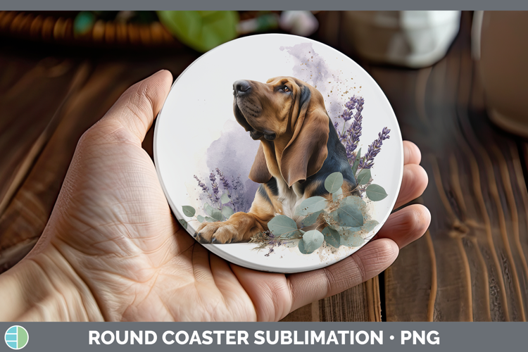 Bloodhound Dogs 02 Lavender and Eucalyptus Round Coaster Sub