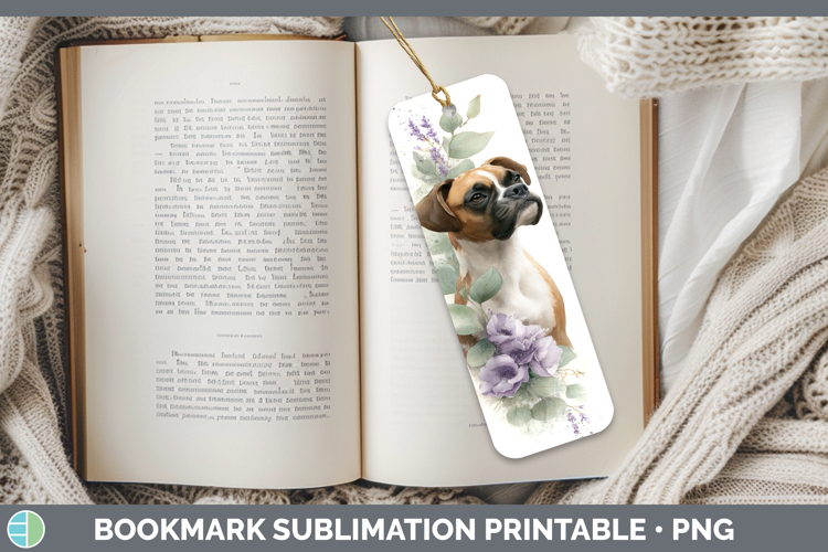 Boxer Dogs 02 Lavender and Eucalyptus Bookmark Sublimation D