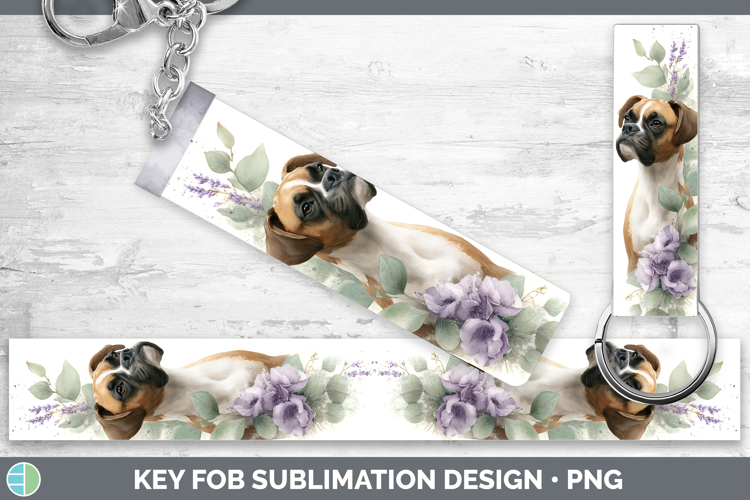 Boxer Dogs 02 Lavender and Eucalyptus Key Fob Sublimation De