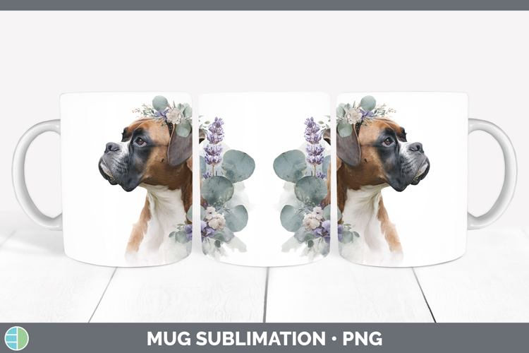 Boxer Dogs 02 Lavender and Eucalyptus Mug Wrap Sublimation D