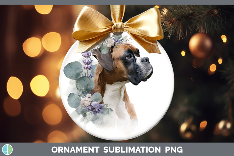 Boxer Dogs 02 Lavender and Eucalyptus Ornament Sublimation D