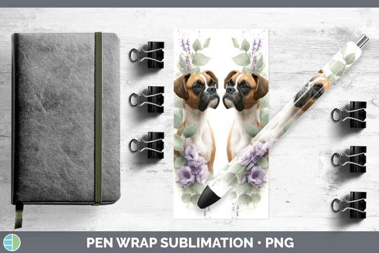 Boxer Dogs 02 Lavender and Eucalyptus Pen Wrap Sublimation D