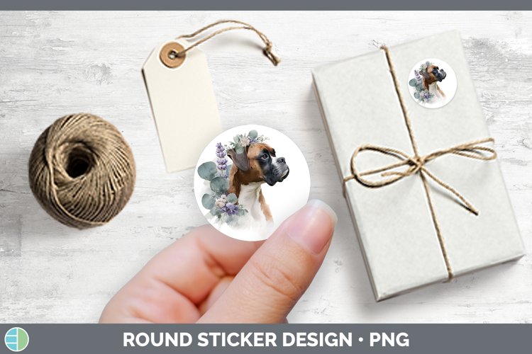 Boxer Dogs 02 Lavender and Eucalyptus Stickers Design