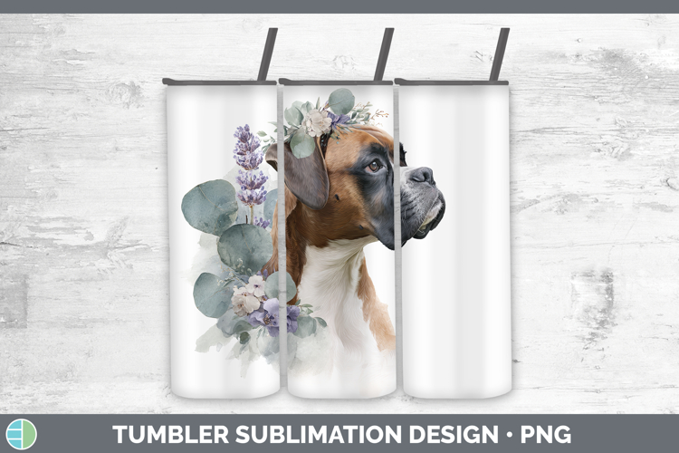 Boxer Dogs 02 Lavender and Eucalyptus Tumbler Sublimation De