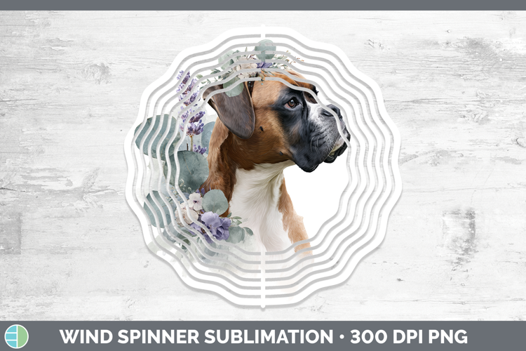 Boxer Dogs 02 Lavender and Eucalyptus Wind Spinner Sublimati