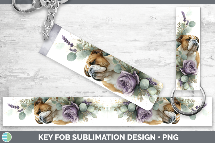 Bulldog Dogs 02 Lavender and Eucalyptus Key Fob Sublimation