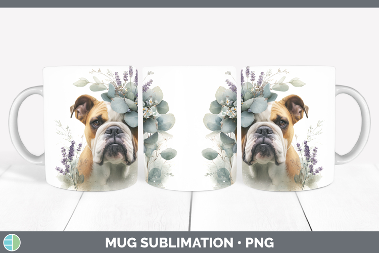 Bulldog Dogs 02 Lavender and Eucalyptus Mug Wrap Sublimation