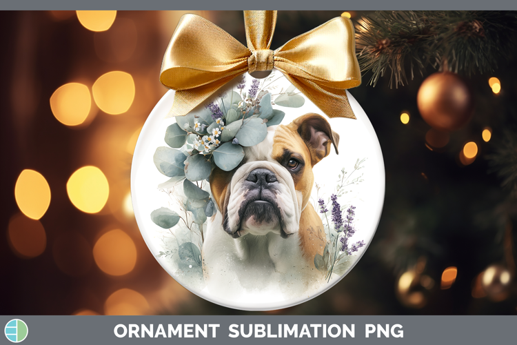 Bulldog Dogs 02 Lavender and Eucalyptus Ornament Sublimation