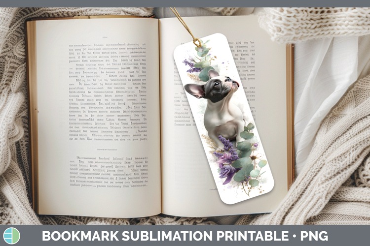 French Bulldog Dogs 02 Lavender and Eucalyptus Bookmark Subl