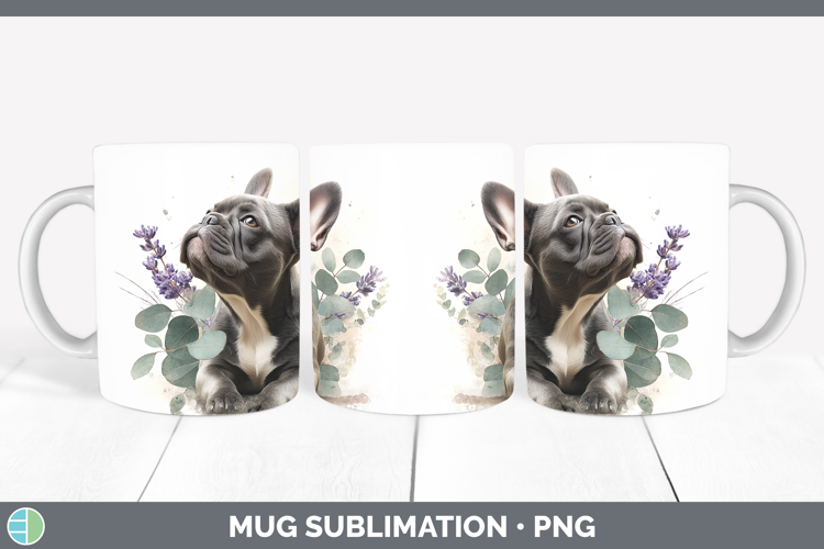 French Bulldog Dogs 02 Lavender and Eucalyptus Mug Wrap Subl