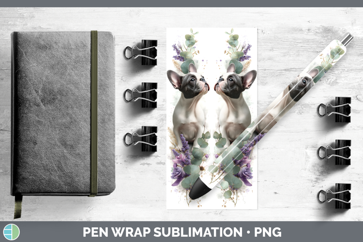 French Bulldog Dogs 02 Lavender and Eucalyptus Pen Wrap Subl