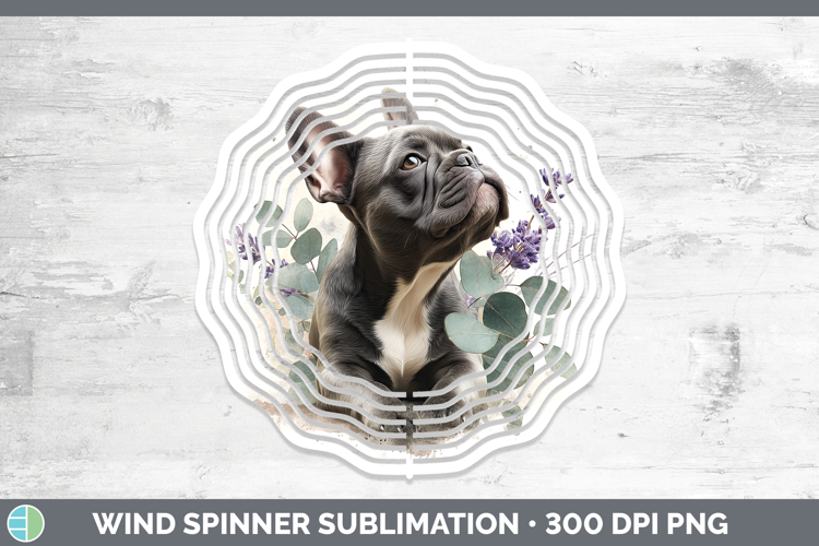 French Bulldog Dogs 02 Lavender and Eucalyptus Wind Spinner