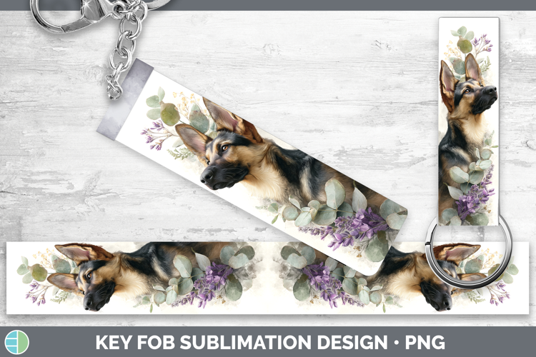 German Shepherd Dogs 02 Lavender and Eucalyptus Key Fob Subl