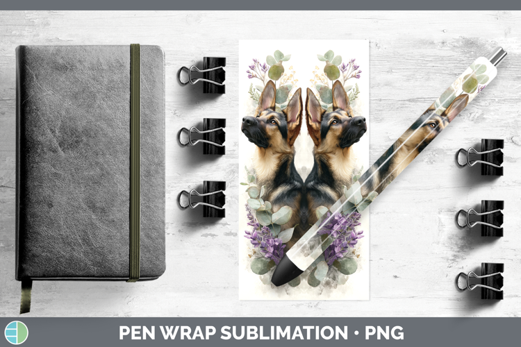 German Shepherd Dogs 02 Lavender and Eucalyptus Pen Wrap Sub