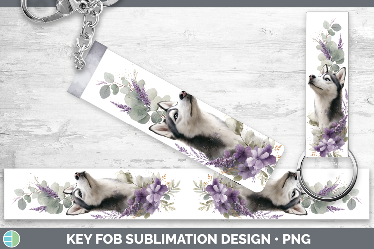 Husky Dogs 02 Lavender and Eucalyptus Key Fob Sublimation De