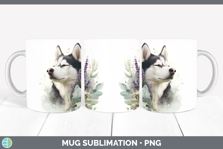 Husky Dogs 02 Lavender and Eucalyptus Mug Wrap Sublimation D