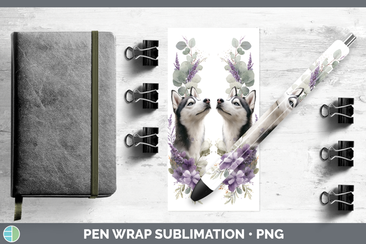 Husky Dogs 02 Lavender and Eucalyptus Pen Wrap Sublimation D