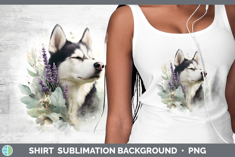 Husky Dogs 02 Lavender and Eucalyptus Shirt Sublimation Desi