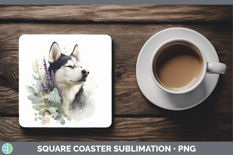 GorgeousDogs 02 Lavender and Eucalyptus Square Coaster design.