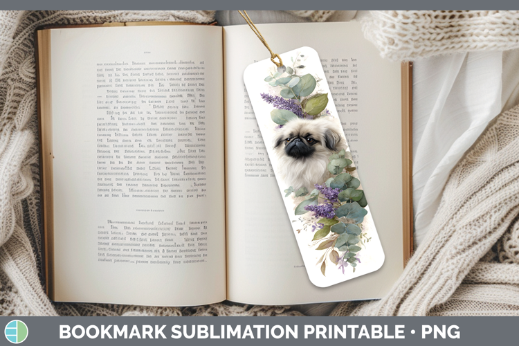 Pekingese Dogs 02 Lavender and Eucalyptus Bookmark Sublimati