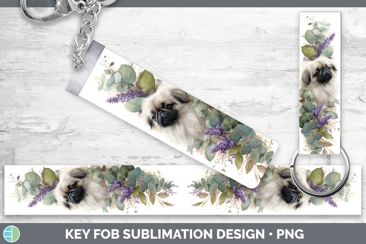 Pekingese Dogs 02 Lavender and Eucalyptus Key Fob Sublimatio