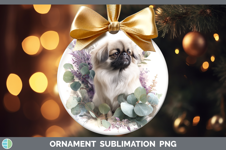 Pekingese Dogs 02 Lavender and Eucalyptus Ornament Sublimati