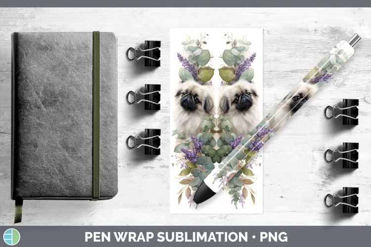 Pekingese Dogs 02 Lavender and Eucalyptus Pen Wrap Sublimati