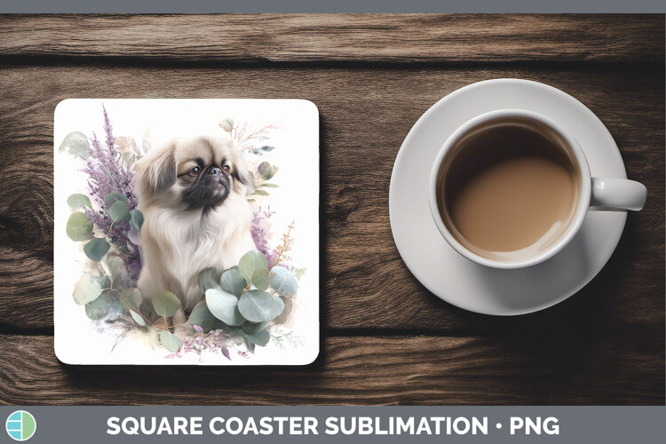 GorgeousDogs 02 Lavender and Eucalyptus Square Coaster design.