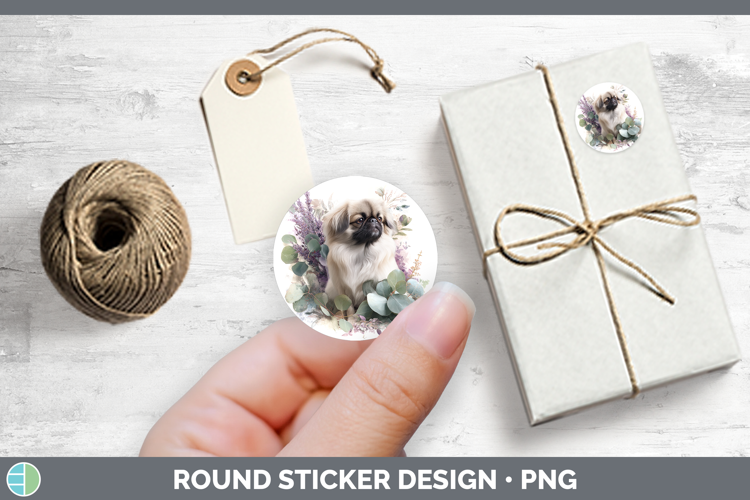 Pekingese Dogs 02 Lavender and Eucalyptus Stickers Design