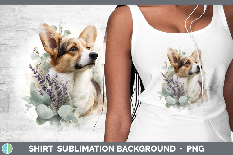 Pembrook Corgi Dogs 02 Lavender and Eucalyptus Shirt Sublima