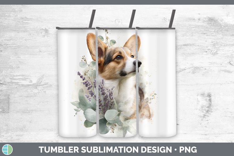 Pembrook Corgi Dogs 02 Lavender and Eucalyptus Tumbler Subli