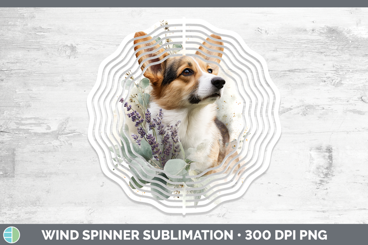Pembrook Corgi Dogs 02 Lavender and Eucalyptus Wind Spinner