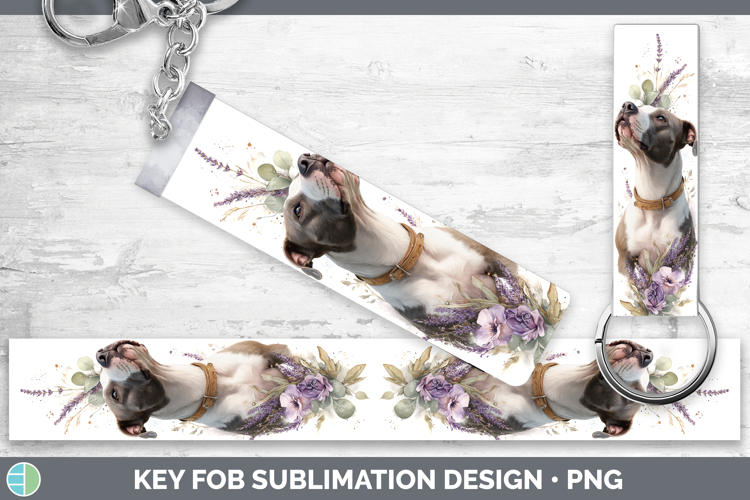 Pit Bull Dogs 02 Lavender and Eucalyptus Key Fob Sublimation