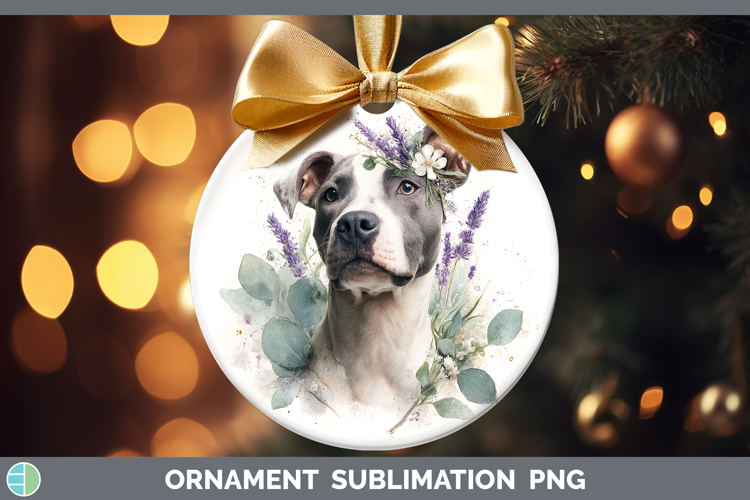 Pit Bull Dogs 02 Lavender and Eucalyptus Ornament Sublimatio